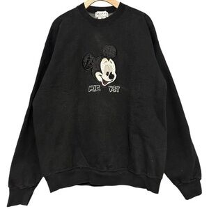 Vintage 1980’s Mickey Mouse Uni-Sex XL Black Mic Key Heavy Crewneck Sweatshirt